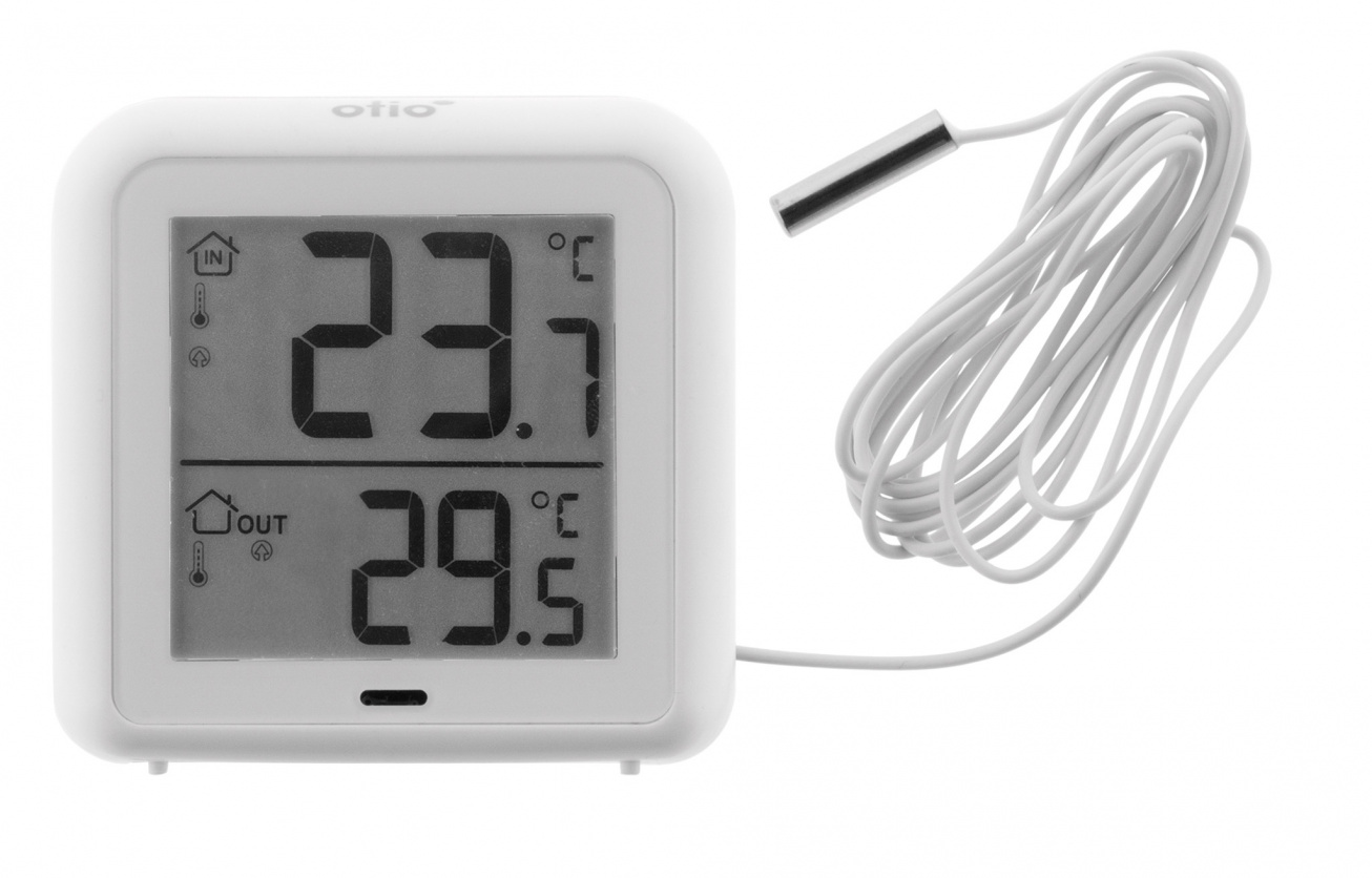 Thermomètre intérieur avec sonde filaire extérieur digital Hygromètre blanc